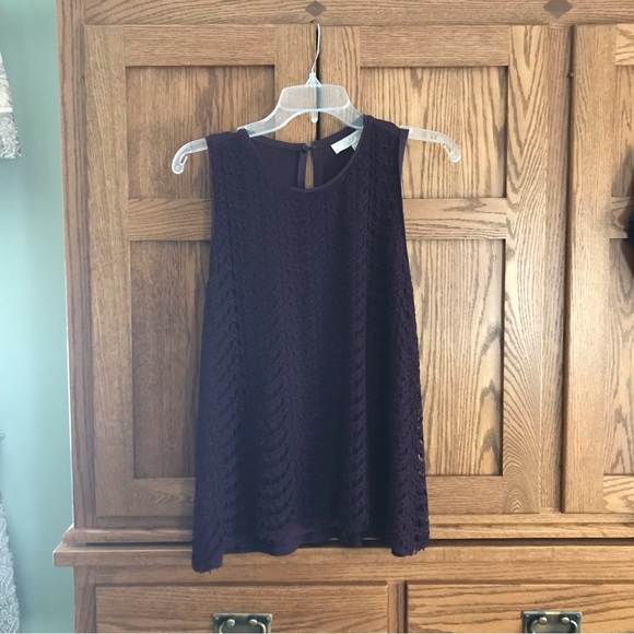 LOFT Tops - Loft Plum Lace Sleeveless Top
